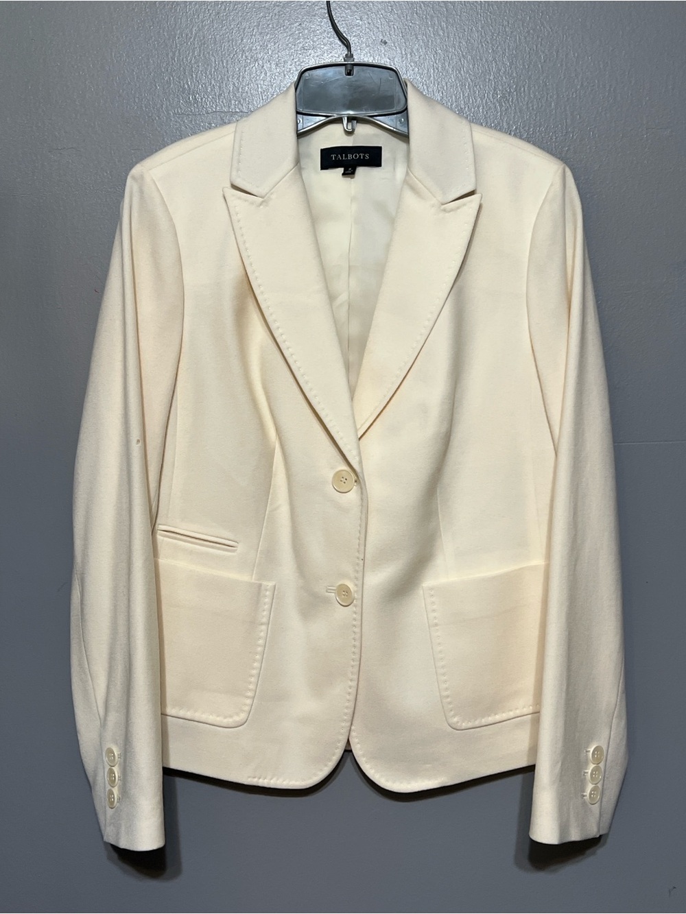 Talbots Ivory Cream Wool Blazer Jacket Size 8 Tailored Classic Career Wear